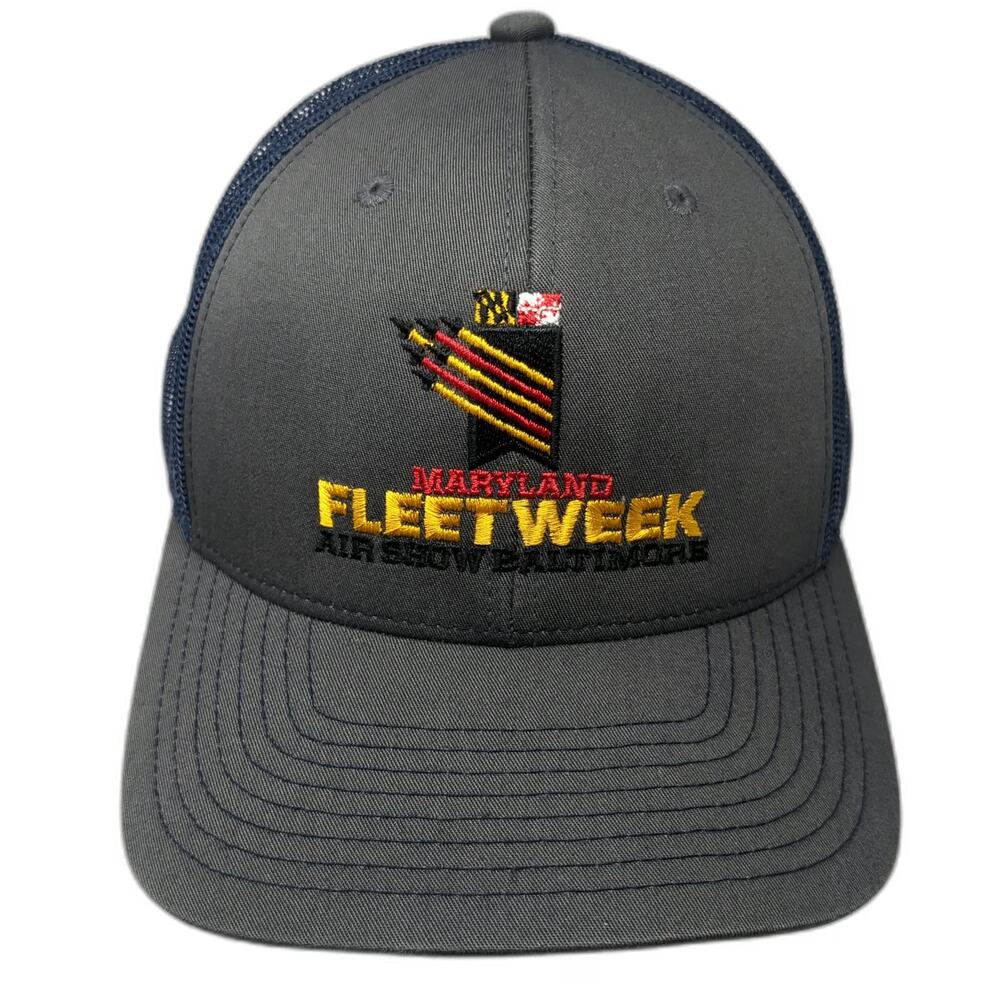 Richardson Trucker Hat Gray One Size Maryland Fleet Week Air Show Baltimore Mesh